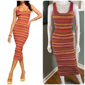 Ramy Brook Romina Space Dyed Ribbed Knit Sweater Midi Dress Bodycon XSmall XS